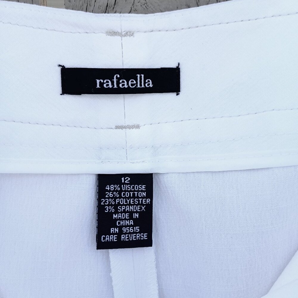Rafaela White Off White Wide Leg Mid Rise Stretch Pants - Picture 5 of 8
